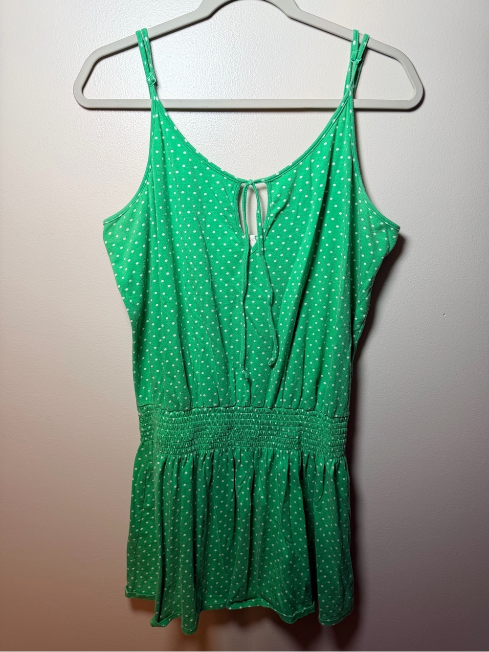 Xhilaration Green Polka Dot Mini Dress XL 2014